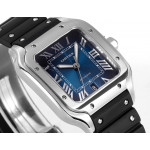 Santos de Cartier SS 1:1 Best Edition White&Green&Blue Dial SS SmartLinks Rubber THB MIYOTA 9015