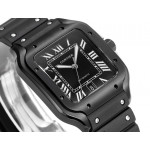 Santos de Cartier DLC 1:1 Best Edition Black Dial SS SmartLinks Rubber THB MIYOTA 9015 