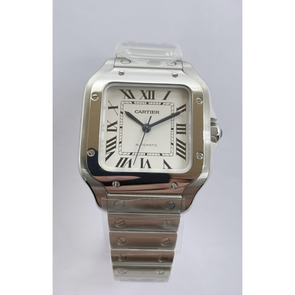 Santos de Cartier 35mm 2018 1:1 Best Edition White Dial on SS SmartLinks Bracelet MIYOTA 3KF 9015