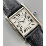 Cartier Tank Must Large SS White Leather K11F Swiss Quartz