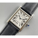 Cartier Tank Must Large SS White Leather K11F Swiss Quartz