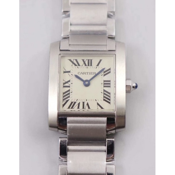 Tank Francaise Ladies 25mm SS 1:1 Best Edition White Dial on SS Bracelet Ronda Quartz 8848F