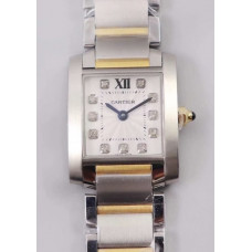 Tank Francaise Ladies 25mm SS/YG 1:1 Best Edition White Diamonds Dial on SS Bracelet Ronda Quartz 8848F