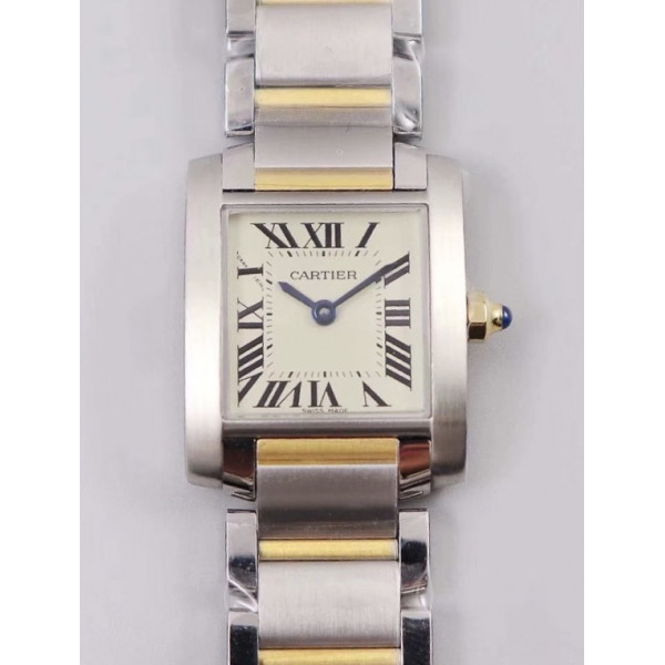 Tank Francaise Ladies 25mm SS/YG 1:1 Best Edition White Dial on SS Bracelet Ronda Quartz 8848F