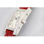 Tank WJTA0029 29mm Diamonds Bezel SS Silver Dial Red Croco Strap Ronda Quartz 8848F