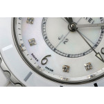 J12 Ladies 33mm Ceramic White MOP Dial Diamonds Marker Bracelet EAST Swiss Qtz