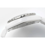 J12 Ladies 33mm Ceramic White MOP Dial Diamonds Marker Bracelet EAST Swiss Qtz