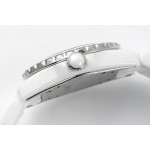 J12 Ladies 33mm Ceramic White MOP Dial Diamonds Marker Bracelet EAST Swiss Qtz