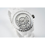 J12 Ladies 33mm Ceramic White Dial Graffiti Marker Bracelet EAST Swiss Qtz