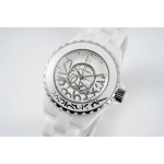 J12 Ladies 33mm Ceramic White Dial Graffiti Marker Bracelet EAST Swiss Qtz