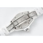 J12 Ladies 33mm Ceramic White Dial Graffiti Marker Bracelet EAST Swiss Qtz