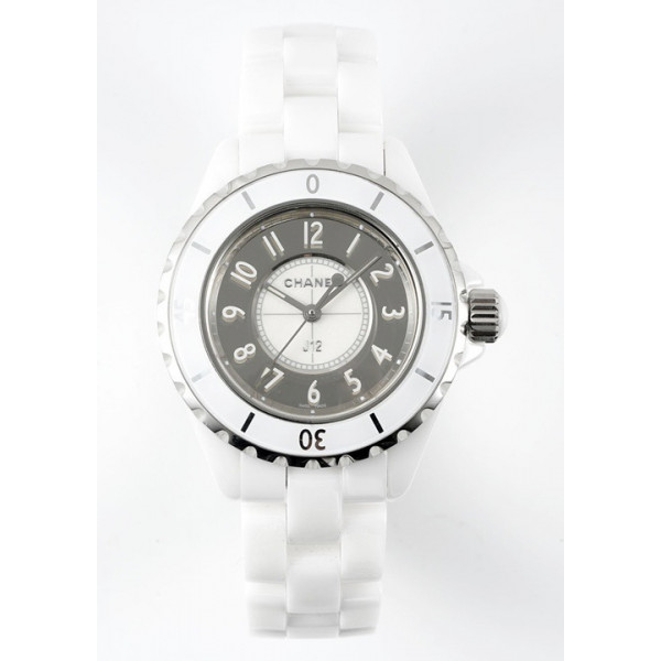 J12 Ladies 33mm Ceramic White/Grey Dial Bracelet EAST Swiss Qtz