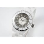 J12 Ladies 33mm Ceramic White/Grey Dial Bracelet EAST Swiss Qtz