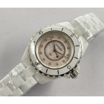 J13 33mm 1:1 Best Edition White Korea Ceramic Pink No Date Diamonds Dial on Bracelet XF Swiss Quartz