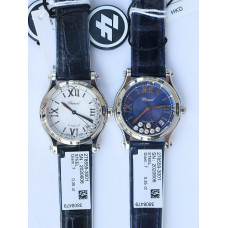 Happy Sport 36mm SS 1:1 Best Edition Blue&White Dials Leather Strap A2892 ZF