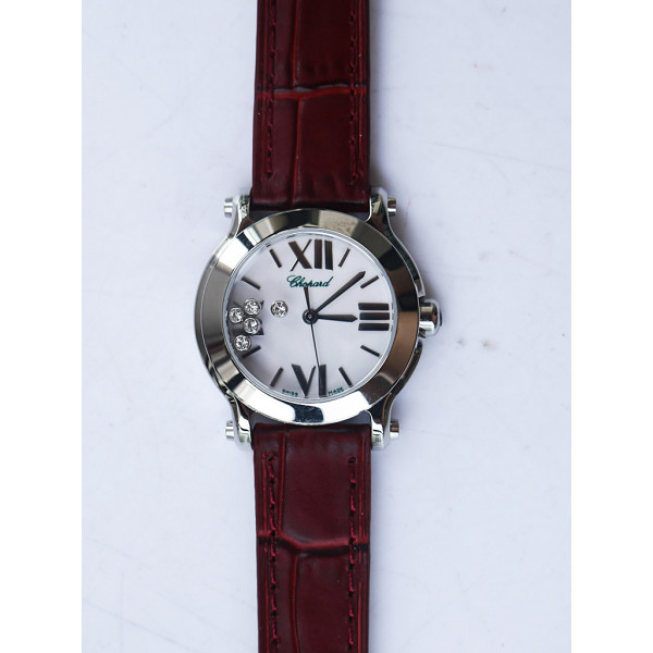 Happy Sport Mini SS MOP Dial on Red Leather Strap Swiss ETA 955.112 ZF