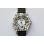 Chopard 139419 Diamonds Ladies SS White MOP Diamond Dial Leather Miyota 9015