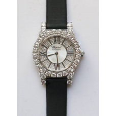 Chopard 139419 Diamonds Ladies SS White MOP Diamond Dial Leather Miyota 9015