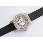 Chopard 139419 Diamonds Ladies SS White MOP Diamond Dial Leather Miyota 9015