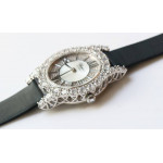 Chopard 139419 Diamonds Ladies SS White MOP Diamond Dial Leather Miyota 9015