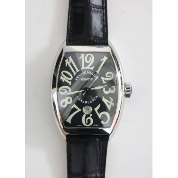 Casablanca 8880 Automatique SS 1:1 Best Edition Black Textured Dial on Black Leather Strap A2824