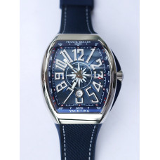 Vanguard V45 Yachting SS 1:1 Best Edition Blue Textured Dial Blue Gummy Strap A2824 ABF 