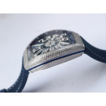 Vanguard V45 Yachting Full DIamonds SS 1:1 Best Edition Blue Textured Dial on Blue Gummy Strap A2824 ABF