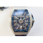 Vanguard V45 SS Full Diamonds Best Edition Blue Textured Dial on Blue Rubber Strap MIYOTA 9015 ZF