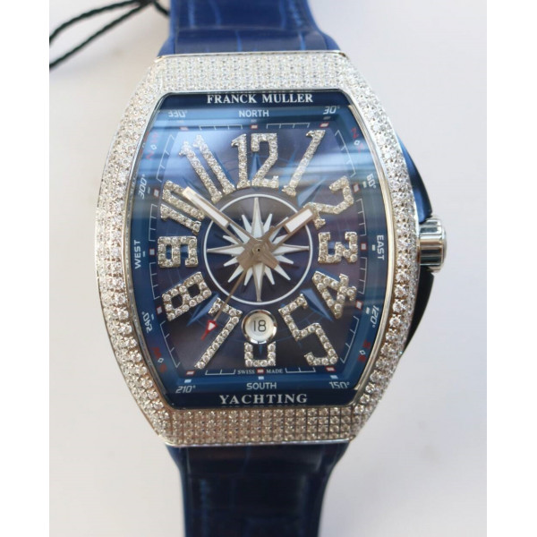 Vanguard V45 SS Full Diamonds Best Edition Blue Textured Dial on Blue Rubber Strap MIYOTA 9015 ZF