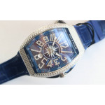 Vanguard V45 SS Full Diamonds Best Edition Blue Textured Dial on Blue Rubber Strap MIYOTA 9015 ZF