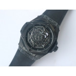 Big Bang Sang Bleu DLC Ti 1:1 Best Edition Black Skeletonal Dial On Black Gummy Strap Asian HB1213 V2 WWF