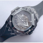 Big Bang Sang Bleu II Black Ceramic Best Edition on Black Rubber Strap A1240 ZF