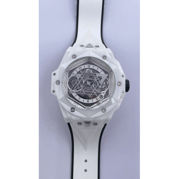 Big Bang Sang Bleu II White Ceramic Best Edition on White Rubber Strap A1240 ZF