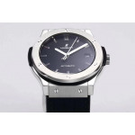 Classic Fusion 42mm SS 1:1 Best Edition Black Dial On Black Gummy Strap Asian HB1112 WWF