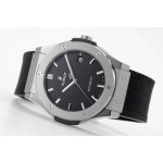 Classic Fusion 42mm SS 1:1 Best Edition Black Dial On Black Gummy Strap Asian HB1112 WWF