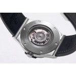 Classic Fusion 42mm SS 1:1 Best Edition Black Dial On Black Gummy Strap Asian HB1112 WWF