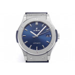 Classic Fusion 42mm SS 1:1 Best Edition Blue Dial On Black Gummy Strap Asian HB1112 WWF