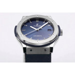 Classic Fusion 42mm SS 1:1 Best Edition Blue Dial On Black Gummy Strap Asian HB1112 WWF