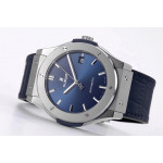 Classic Fusion 42mm SS 1:1 Best Edition Blue Dial On Black Gummy Strap Asian HB1112 WWF