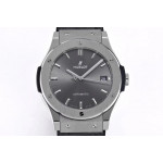 Classic Fusion 42mm SS 1:1 Best Edition Grey Dial On Black Gummy Strap Asian HB1112 WWF