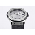 Classic Fusion 42mm SS 1:1 Best Edition Grey Dial On Black Gummy Strap Asian HB1112 WWF