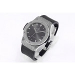 Classic Fusion 42mm SS 1:1 Best Edition Grey Dial On Black Gummy Strap Asian HB1112 WWF