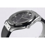 Classic Fusion 42mm SS 1:1 Best Edition Grey Dial On Black Gummy Strap Asian HB1112 WWF