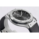 Classic Fusion 42mm SS 1:1 Best Edition Grey Dial On Black Gummy Strap Asian HB1112 WWF