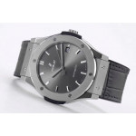 Classic Fusion 42mm SS 1:1 Best Edition Grey Dial On Black Gummy Strap Asian HB1112 WWF