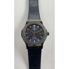 Classic Fusion 42mm Real Black Ceramic 1:1 Best Edition Blue Dial on Blue Gummy Strap GSF SW300
