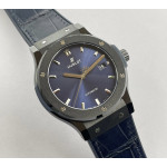 Classic Fusion 42mm Real Black Ceramic 1:1 Best Edition Blue Dial on Blue Gummy Strap GSF SW300