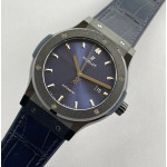 Classic Fusion 42mm Real Black Ceramic 1:1 Best Edition Blue Dial on Blue Gummy Strap GSF SW300