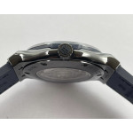 Classic Fusion 42mm Real Black Ceramic 1:1 Best Edition Blue Dial on Blue Gummy Strap GSF SW300