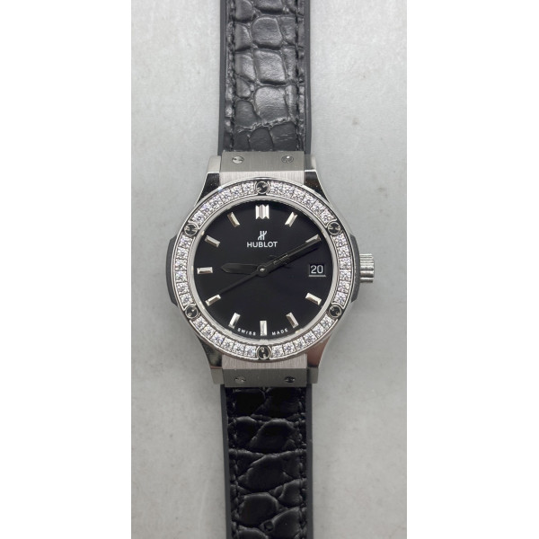 Classic Fusion 33mm SS 1:1 Best Edition Black Dial Diamonds Bezel Gummy Strap Swiss Classic Fusion 33mm SS 1:1 Best Edition Black Dial Diamonds Bezel Gummy Strap Swiss